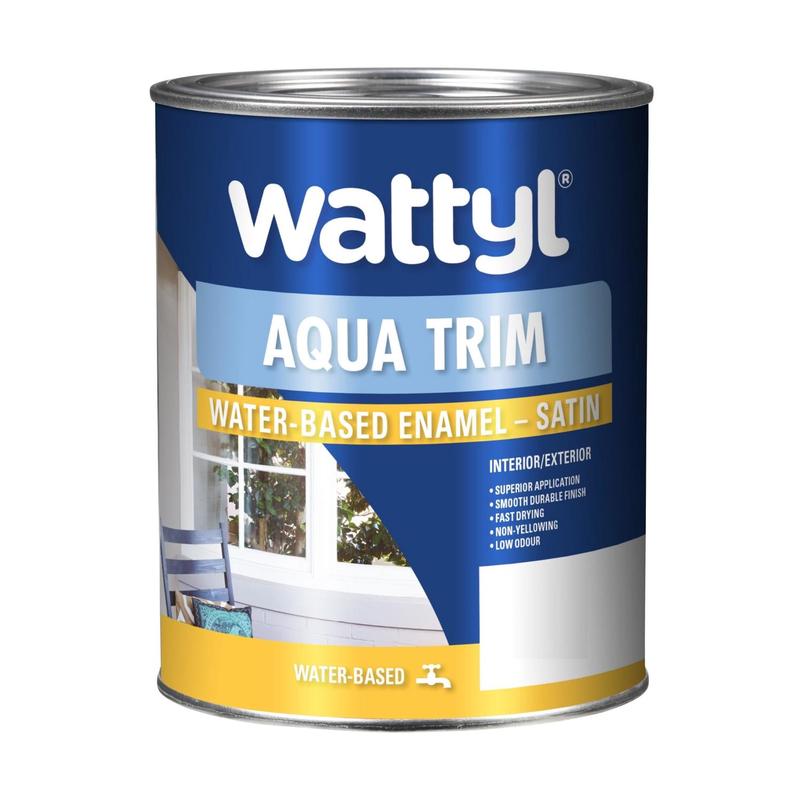 Wattyl Aqua Trim Water Based Satin Enamel 1 litre Light Base