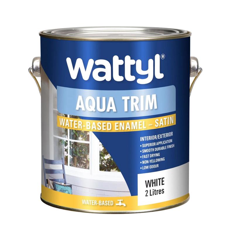 Wattyl Aqua Trim Water Based Satin Enamel 2 litre White