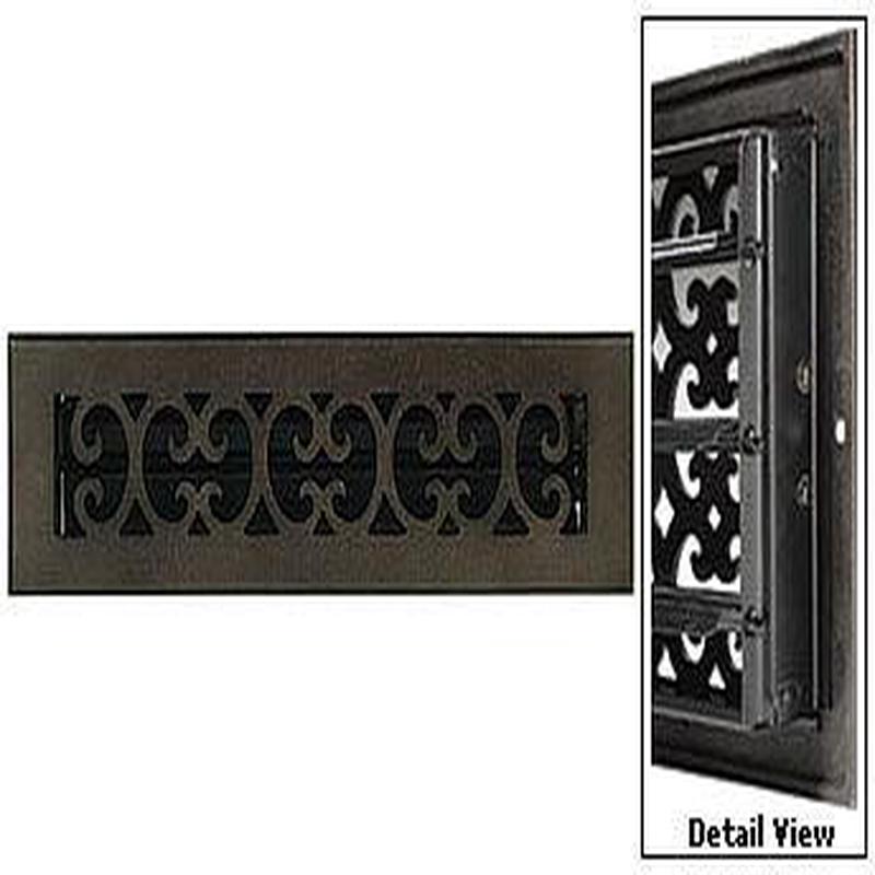 Hamilton Sinkler Decorative Cast Bronze Scroll Vent Floor Register - 10x2-1/4in. (Bronze Patina) HAM-HVT-210-BP
