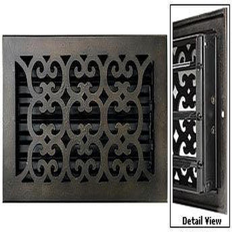 Hamilton Sinkler Decorative Cast Bronze Scroll Vent Floor Register - 6x6in. (Bronze Patina) HAM-HVT-606-BP