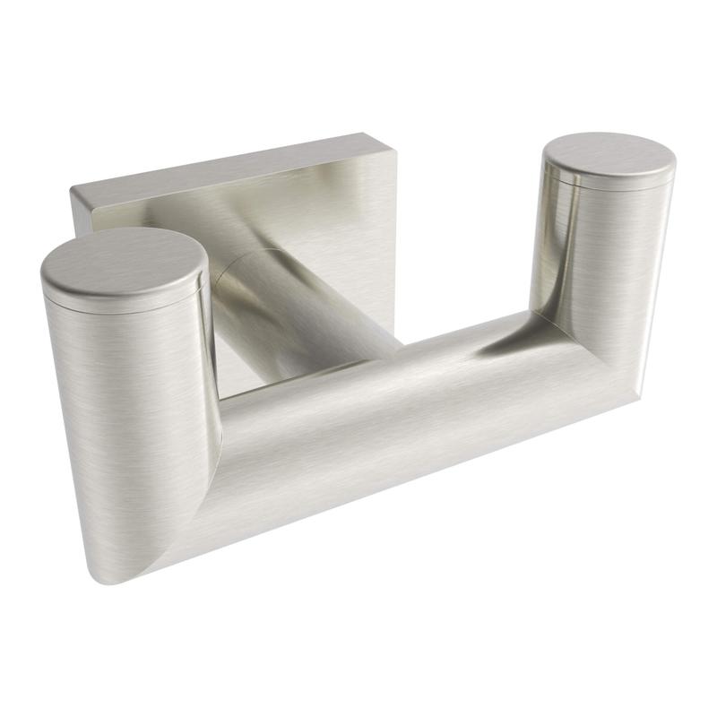 Crater Double Towel Hook - Brushed Nickel