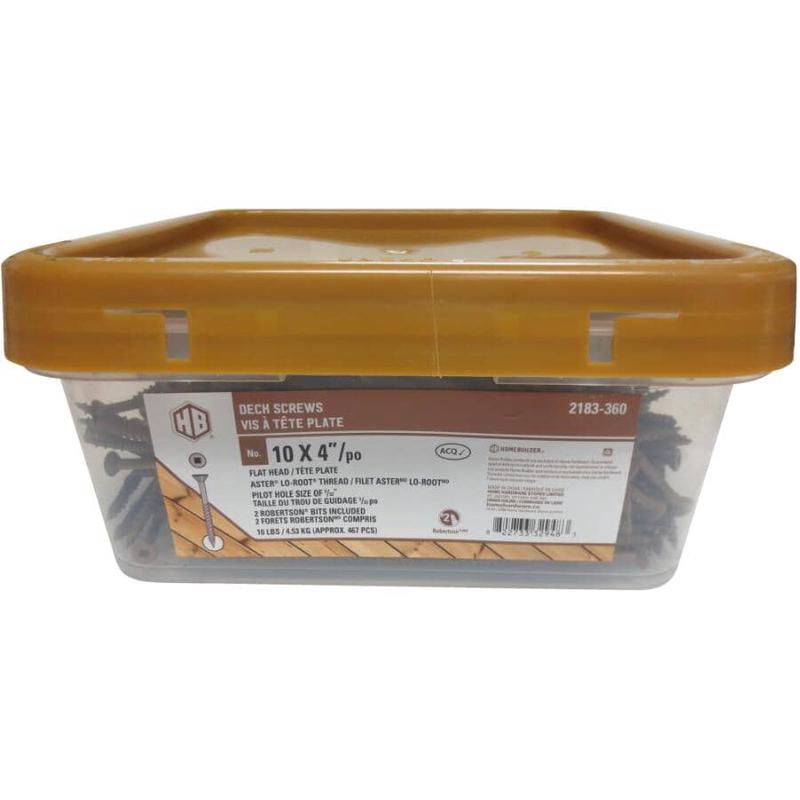 #10 x 4\" Brown Square Drive Deck Screws - 10 lb Pail