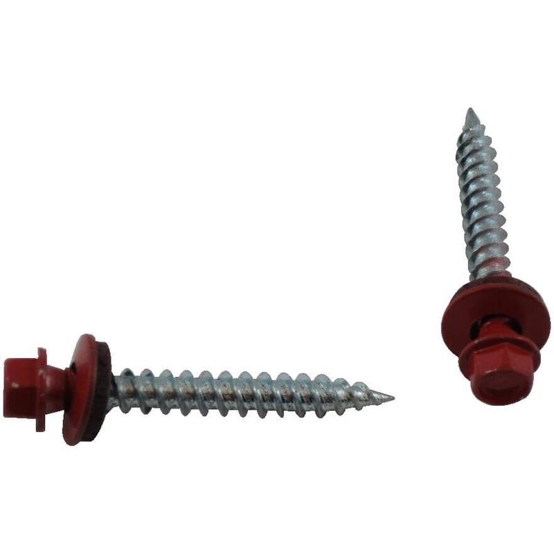 #10 x 1-1/2\" Red Roofing Screws - QC386, 500 Pack