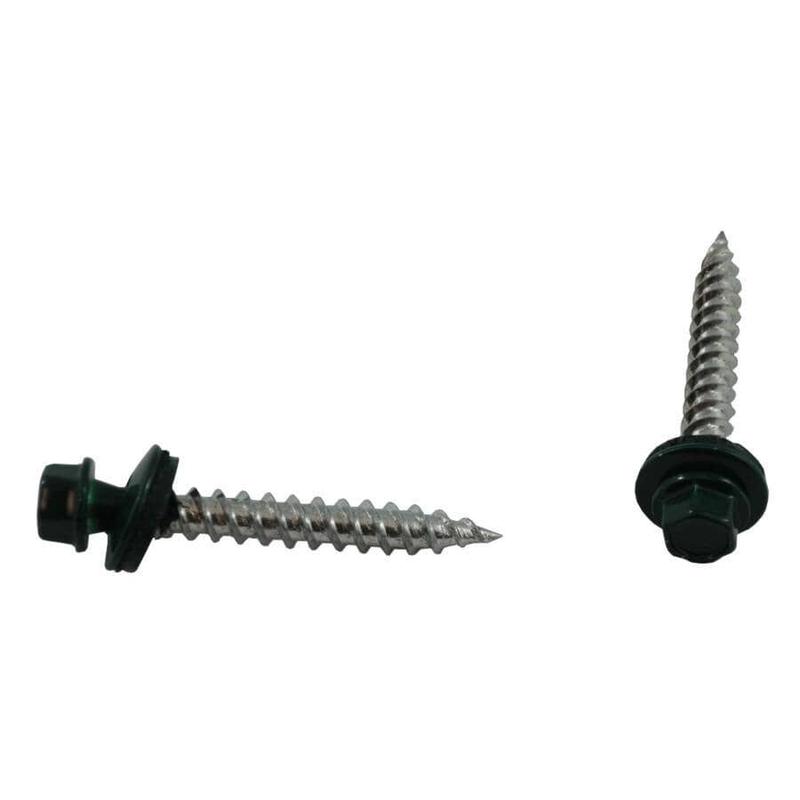 #10 x 1-1/2\" Green Roofing Screws - QC307, 100 Pack