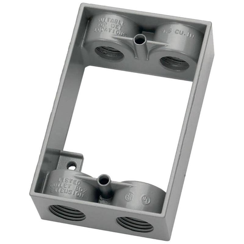 1 Gang Aluminum Grey Box Extension Adapter with 4 Threaded Outlets