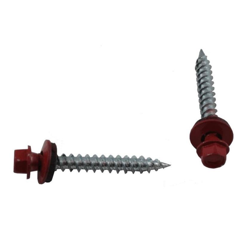 #10 x 1-1/2\" Red Roofing Screws - QC386, 100 Pack