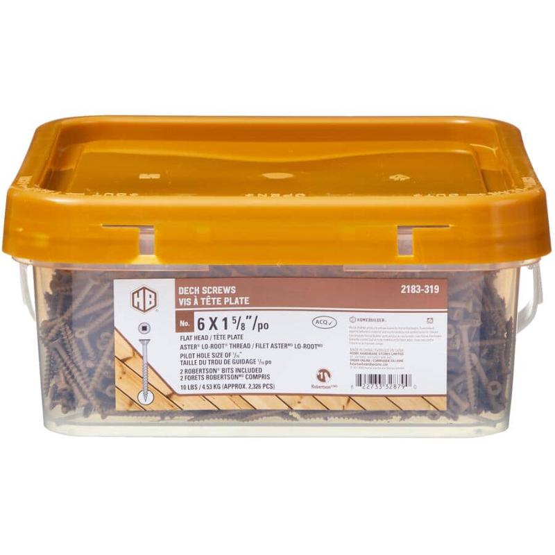 #6 x 1-5/8\" Brown Square Drive Deck Screws - 10 lb Pail