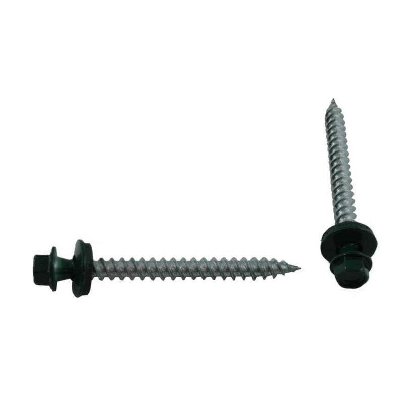 #10 x 2\" Green Roofing Screws - QC307, 100 Pack