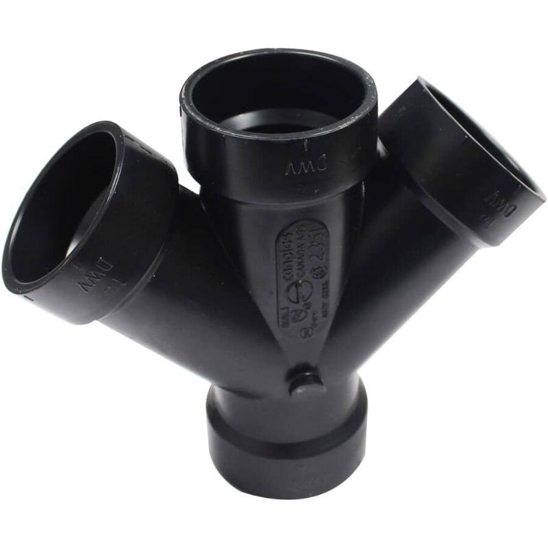 1-1/2\" Hub x Hub x Hub x Hub ABS 45 Degree Double Wye