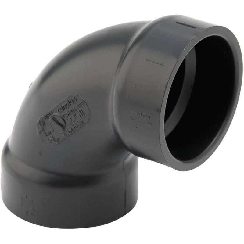 1-1/2\" Hub x Hub ABS 90 Degree Long Turn Elbow
