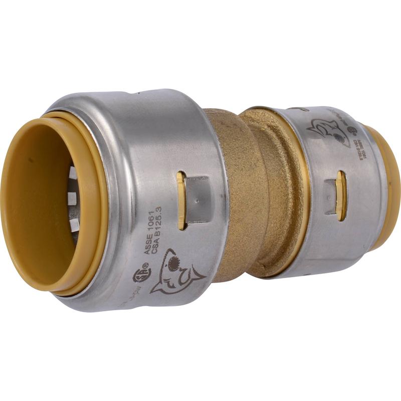1\" x 3/4\" Push Fit Brass Reducing Coupling