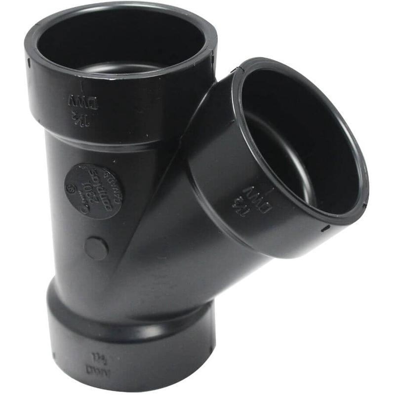 1-1/2\" Hub x Hub x Hub ABS 45 Degree Wye