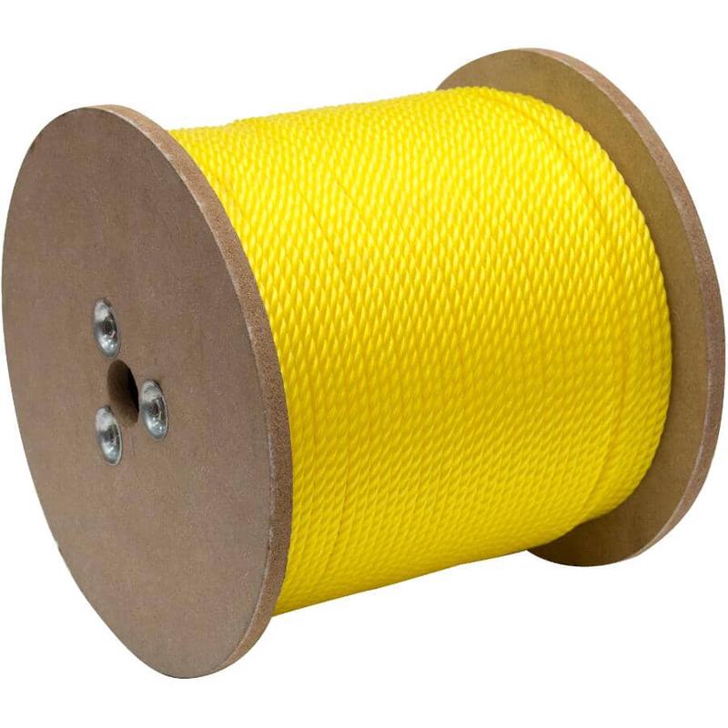 1\' x 1/4\" Yellow Twisted Polypropylene Rope