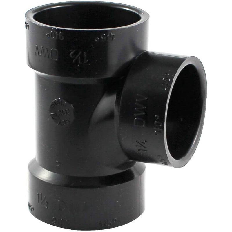 1-1/2\" Hub x 1-1/2\" Hub x 1-1/4\" Hub ABS Sanitary Reducing Tee