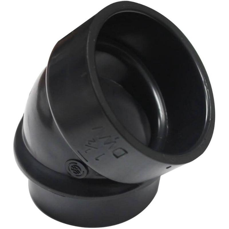 1-1/2\" Spigot x 1-1/2\" Hub ABS 45 Degree Street Elbow