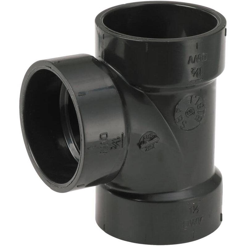 1-1/2\" Hub x Hub x Hub ABS Sanitary Tee