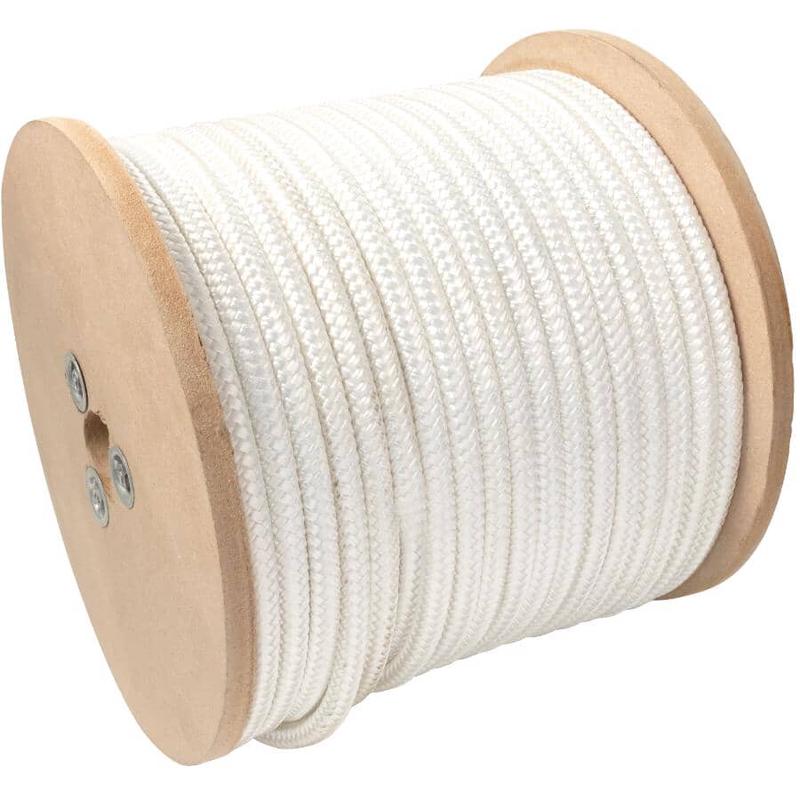 1\' x 5/16\" White Nylon Diamond Braid Rope
