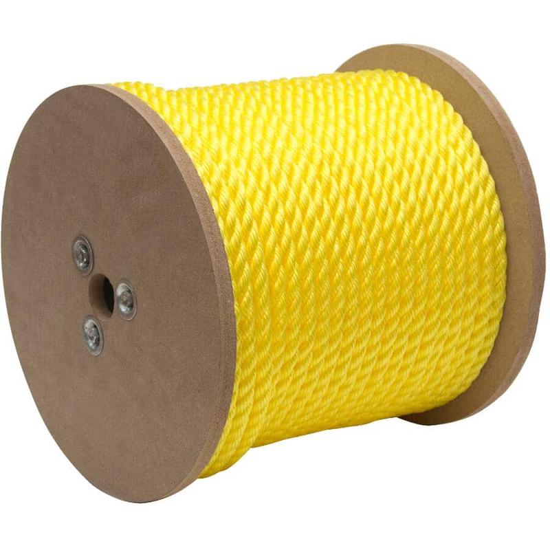1\' x 3/8\" Yellow Twisted Polypropylene Rope