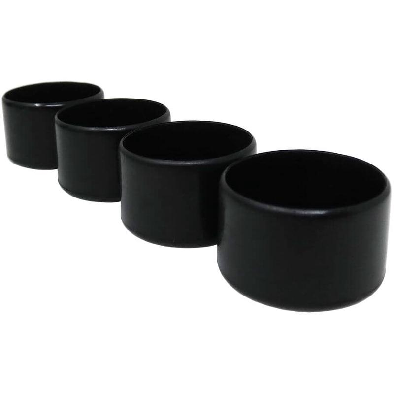 1\" Black Plastic Furniture Leg Tips - 4 Pack