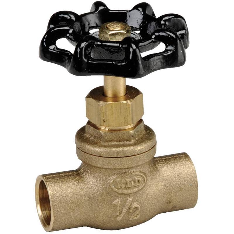 1/2\" Copper Straight Stop Valve - with Black Handle