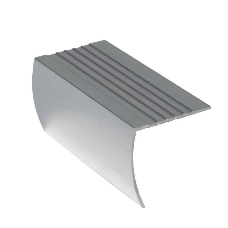 1-1/8\" x 6\' Polished Silver Stair Nose Moulding