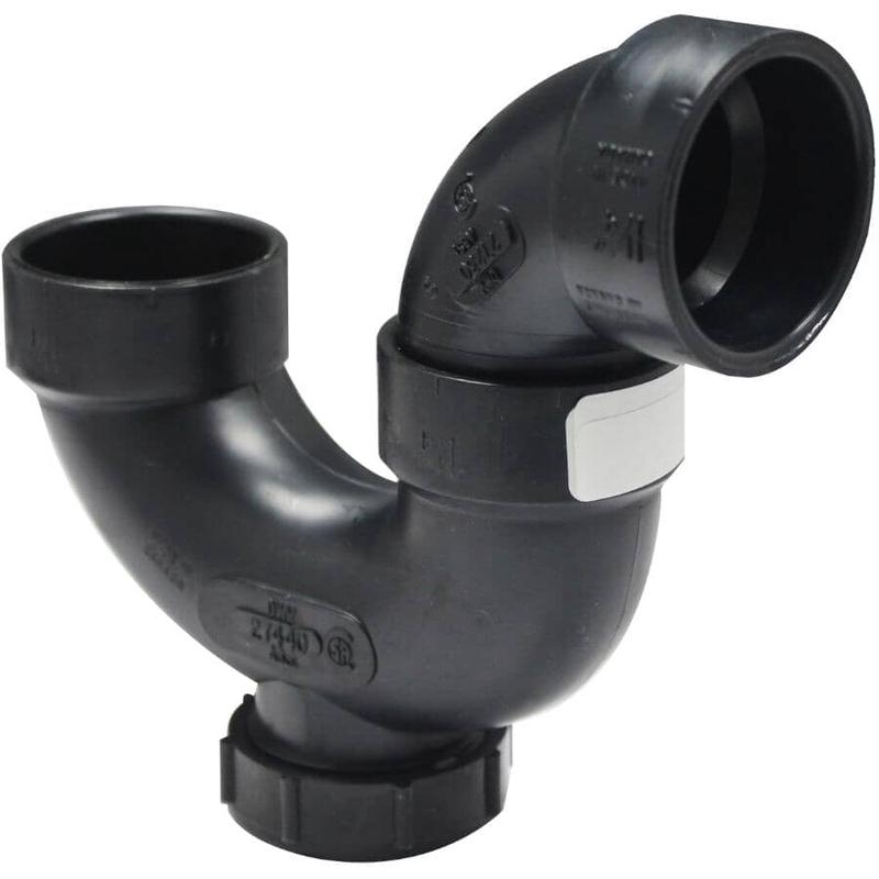 1-1/4\" Hub x Hub ABS P-Trap with Cleanout & Solvent Weld Joint