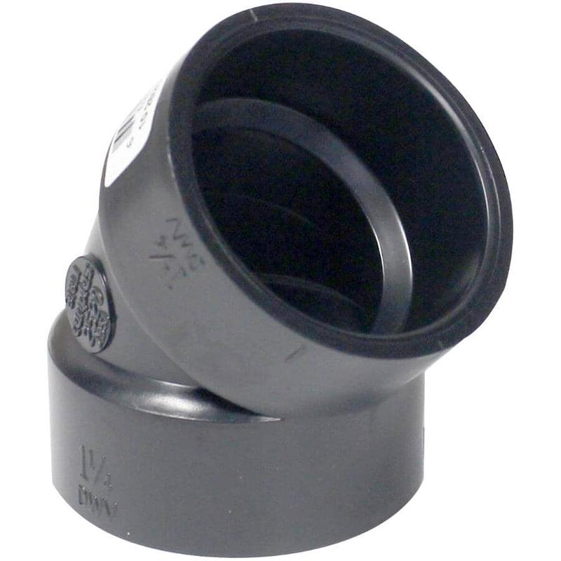 1-1/4\" Hub x Hub ABS 45 Degree Elbow