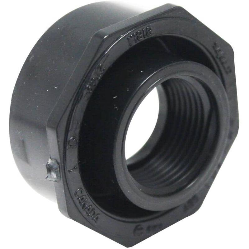 1-1/2\" Spigot x 3/4\" FPT Socket ABS Flush Fitting Bushing