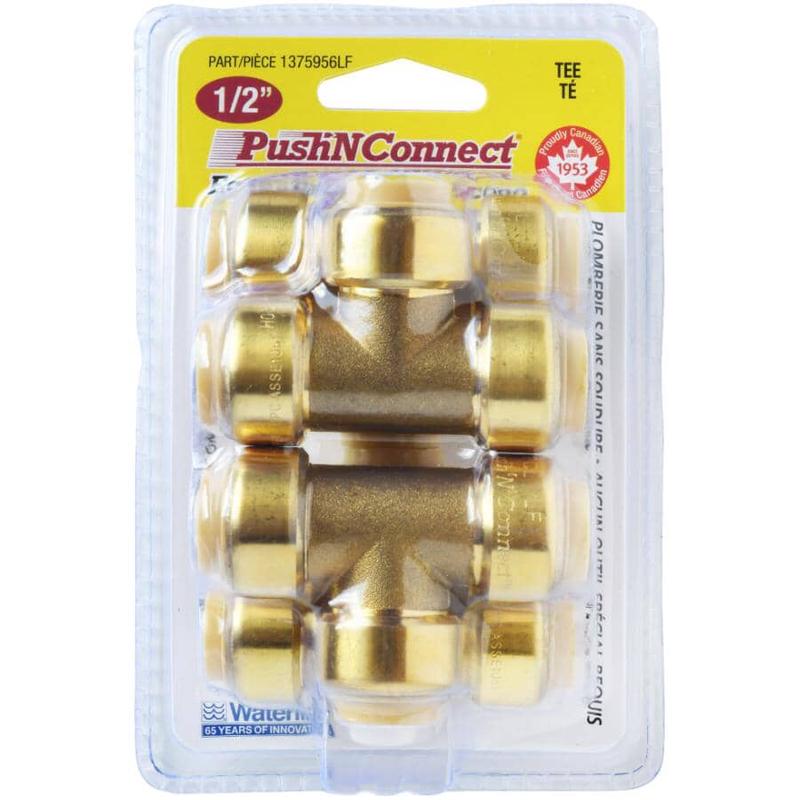 1/2\" Push \'N\' Connect Push Fit Tees - 4 Pack