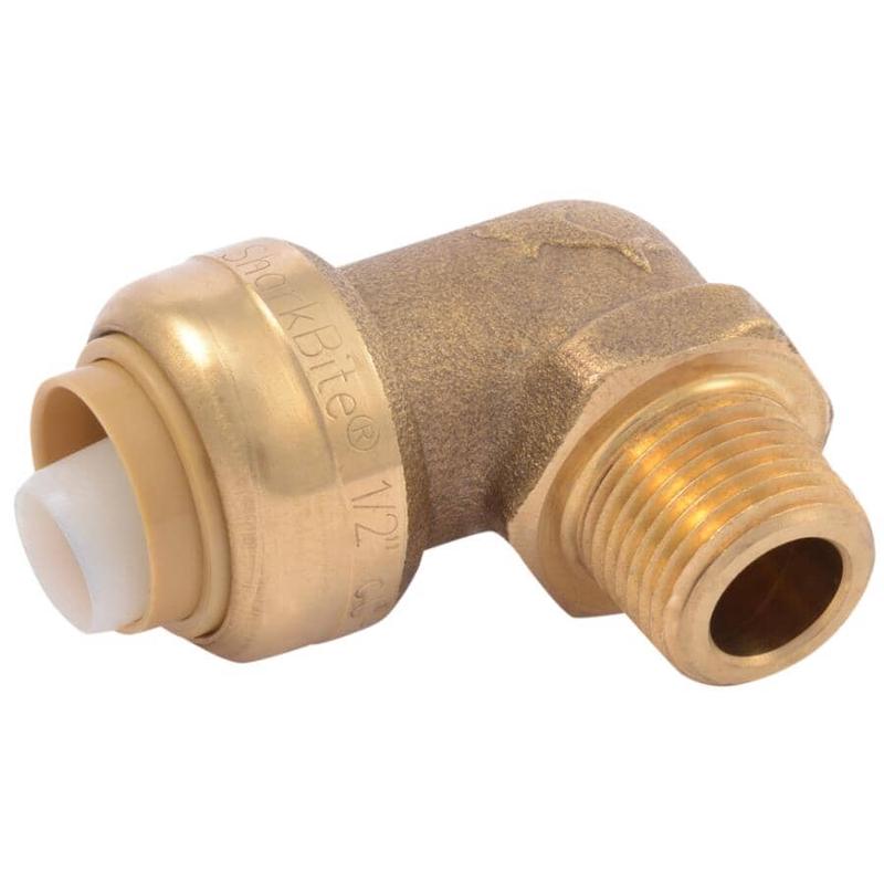 1/2\" Push Fit x 3/8\" MPT Brass Dishwasher Elbow
