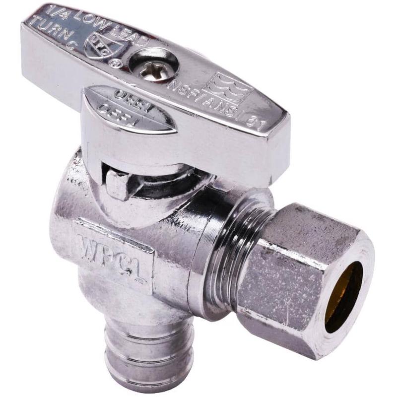 1/2\" PEX x 3/8\" Compression Quarter-Turn Angle Stop Valve