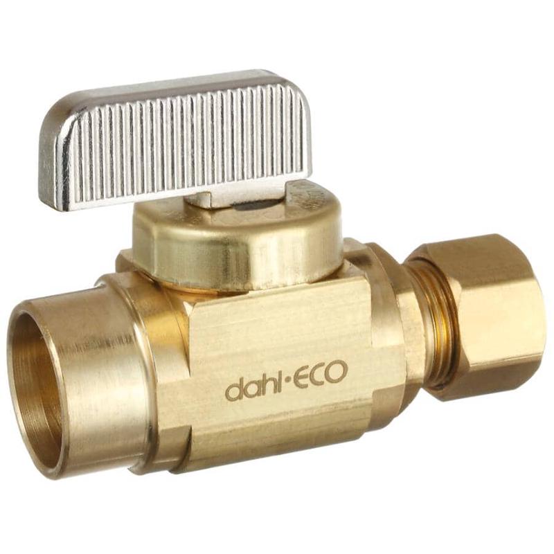 1/2\" Female Solder x 3/8\" Outside Diameter Compression Brass Straight Supply Stop Valve
