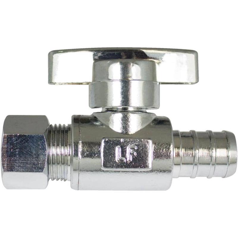 1/2\" PEX x 3/8\" Compression Brass Quarter-Turn Straight Stop Valve