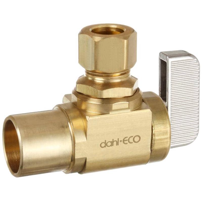1/2\" Female Solder x 3/8\" Outside Diameter Compression Brass Angle Supply Stop Valve