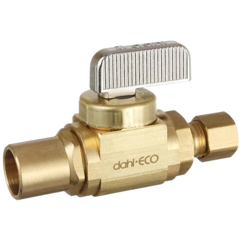 1/2\" Male Solder x 1/4\" Compression Straight Stops & Isolation Valve