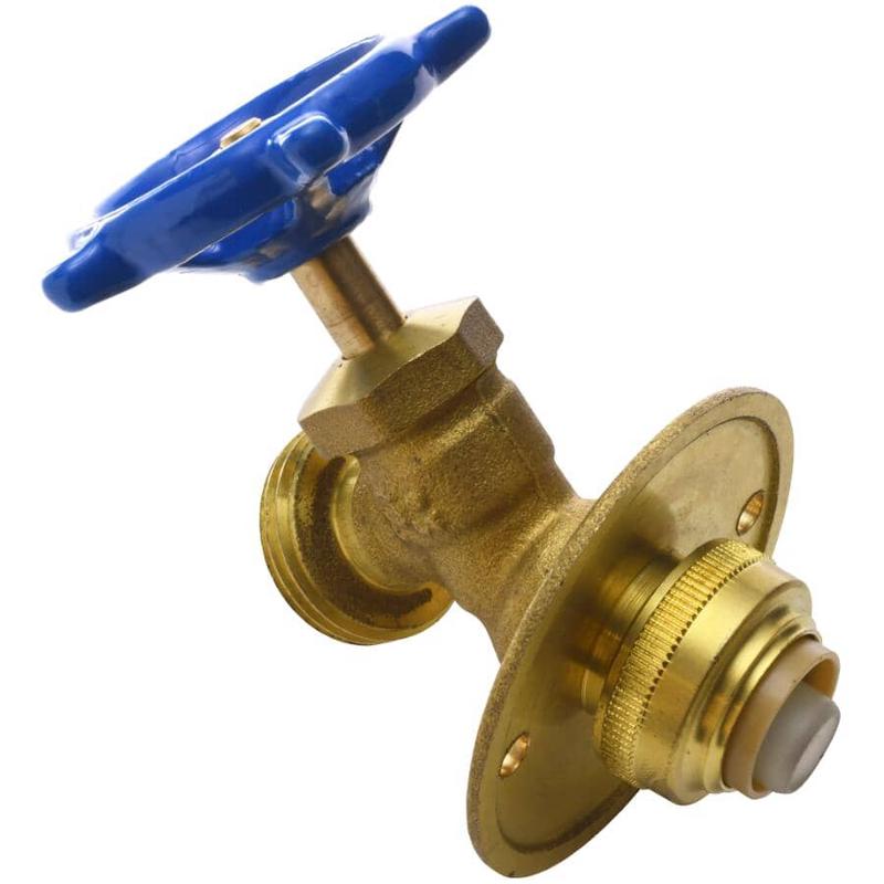 1/2\" Push Fit x 3/4\" Male Garden Hose Thread Hose Bibb Sillcock Valve - with Flange