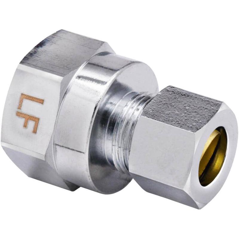 1/2\" FPT x 3/8\" Outside Diameter Compression Brass Connector - Chrome Plated
