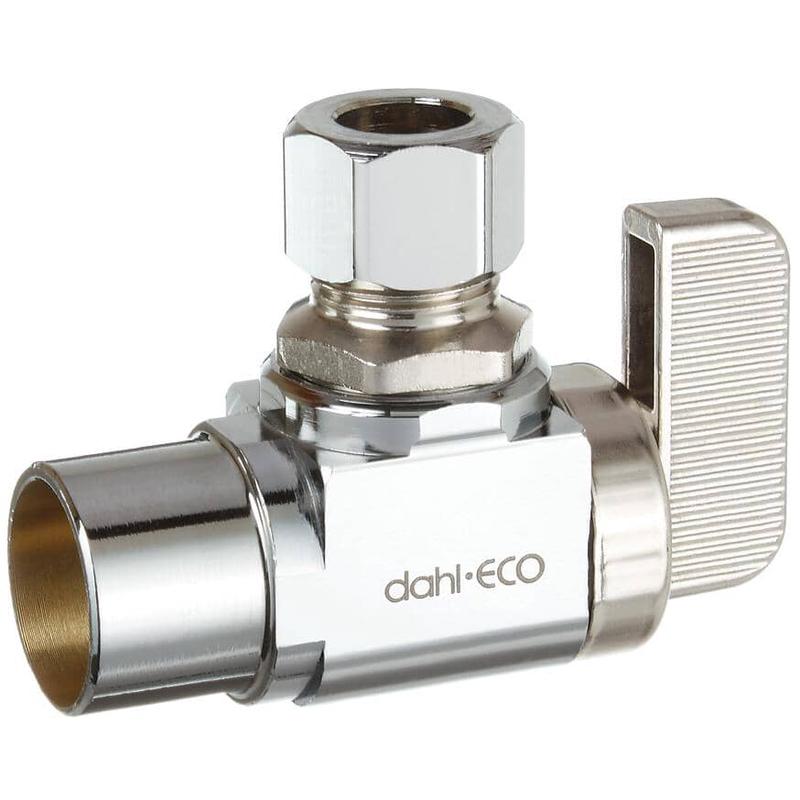 1/2\" Female Solder x 3/8\" Outside Diameter Compression Brass Angle Supply Stop Valve - Plated