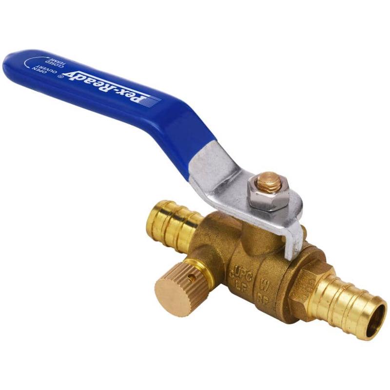 1/2\" PEX Brass Ball Valve - with Drain