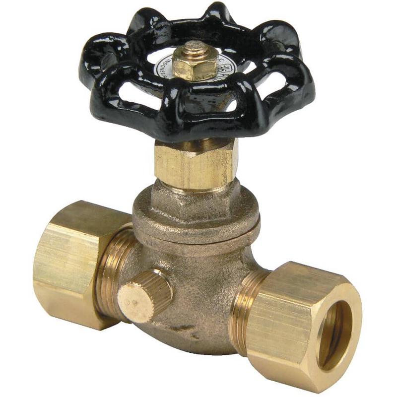 1/2\" Compression Straight Stop Valve - with Drain
