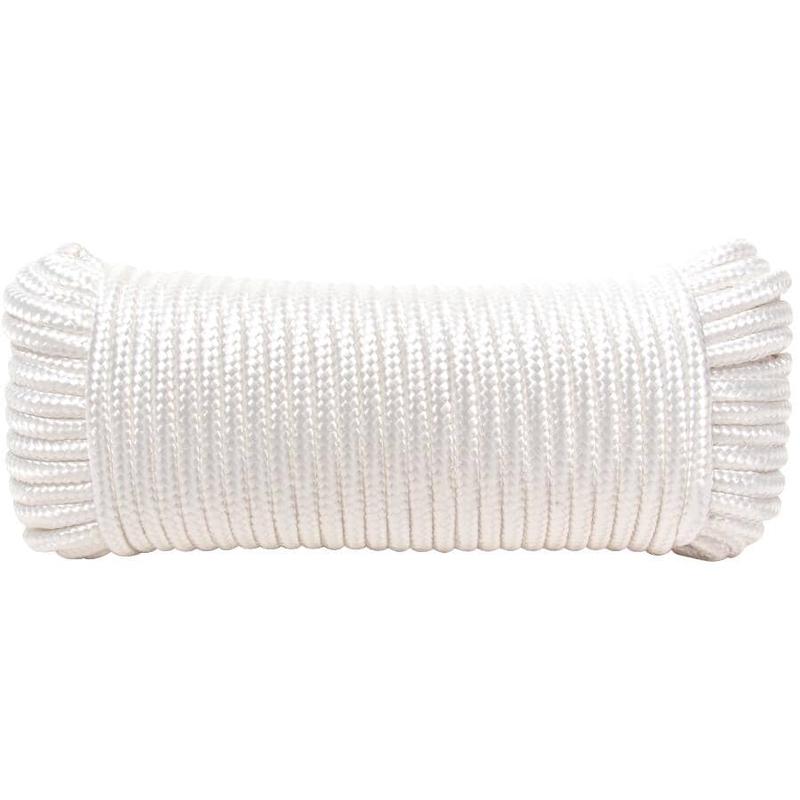 1/4\" x 100\' White Diamond Braid Nylon Rope