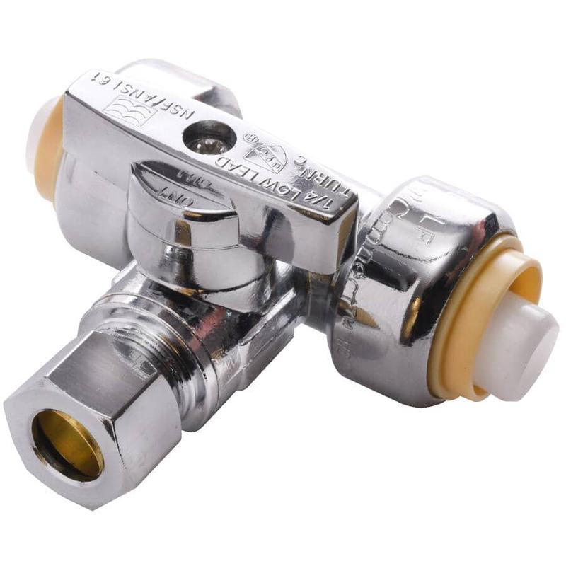 1/2\" Push Fit x 1/2\" Push Fit x 3/8\" Compression Push \'N\' Connect Tee Stop Valve