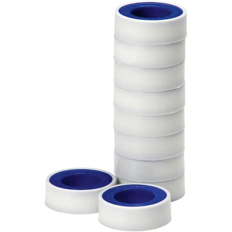 1/2\" x 480\" White Pipe Thread Tape - 10 Pack