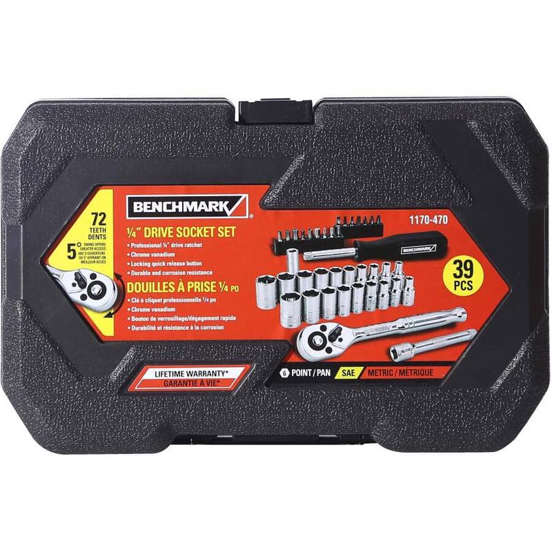 1/4\" Drive SAE / Metric Socket Wrench - 39 Piece Set