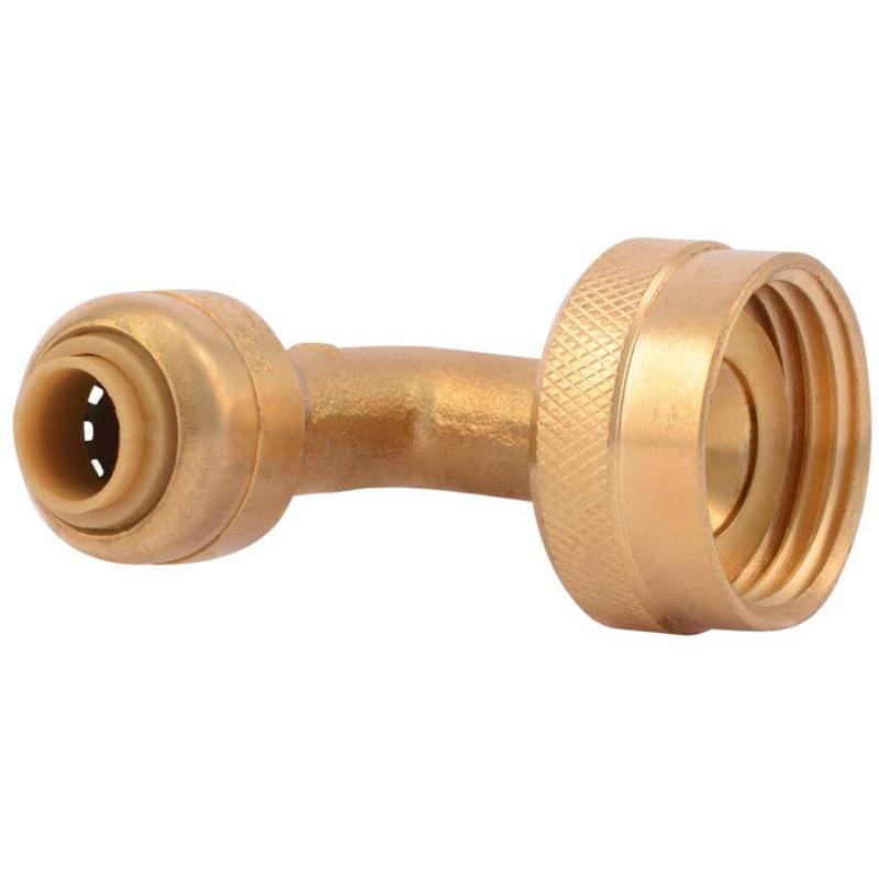 1/4\" Push Fit x 3/4\" Garden Hose Thread Brass Dishwasher Elbow