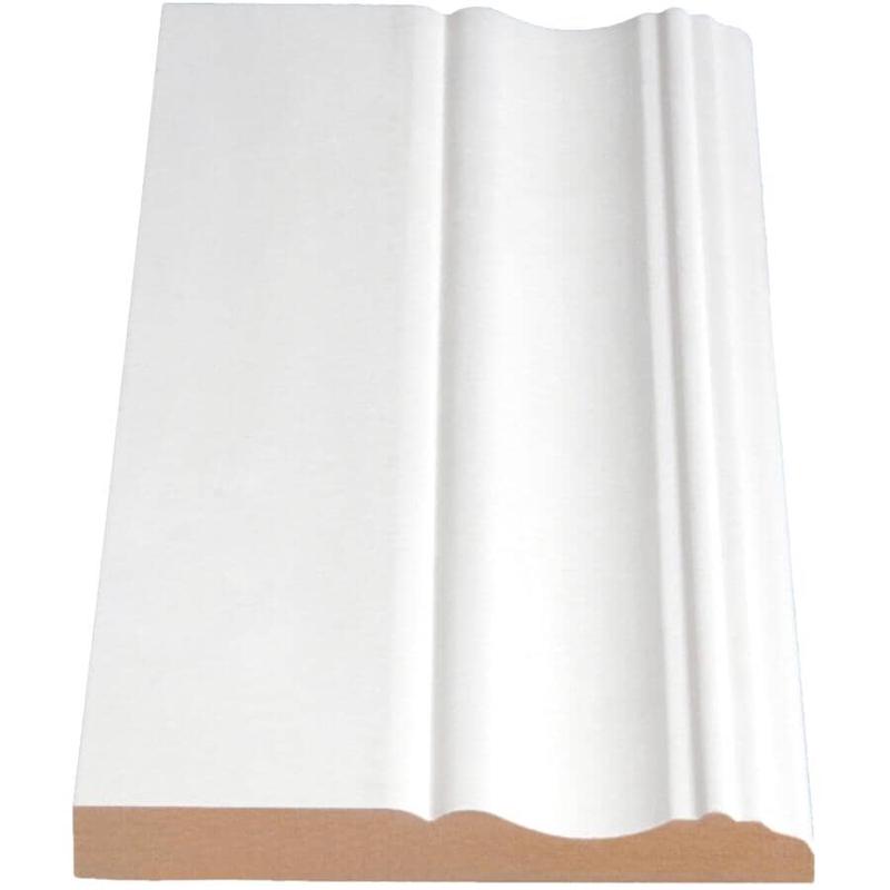 1/2\" x 4-1/8\" x 8\' Medium Density Fibreboard Primed Colonial Baseboard Moulding