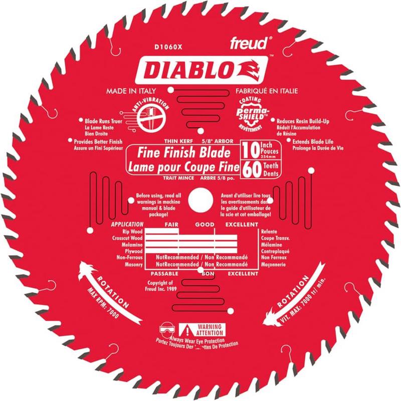 10\" 60 Tooth Finishing Carbide Circular Saw Blade