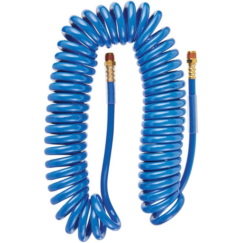 1/4\" x 25\' x 1/4\" National Pipe Thread Blue Poly Recoil Air Hose