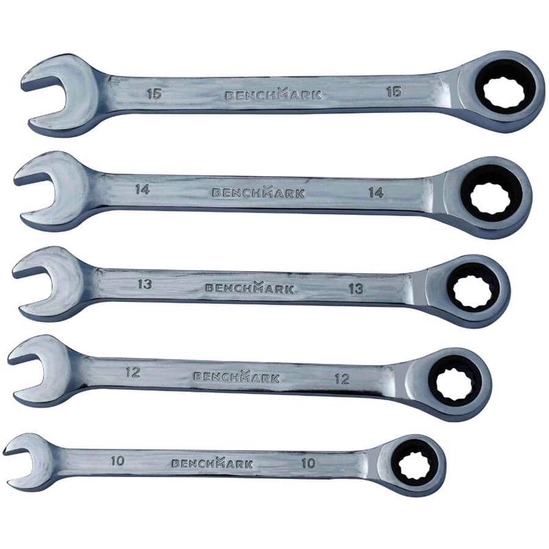 10 mm to 15 mm Metric Ratchet Wrench Set - 5 Piece