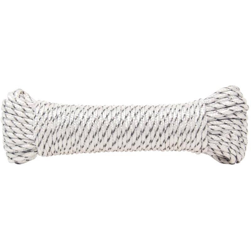 1/8\" x 48\' White/Grey Diamond Braid Polyester Rope